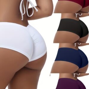 5pcs Women's Multi-Color Solid-Color Underwear - Full-Brief Hip-Lifting Pleated Shorts Suitable for Autumn/Winter, Elegant Non- Pants for Daily Wear, Ideal Christmas Gift (Hand/Dry)