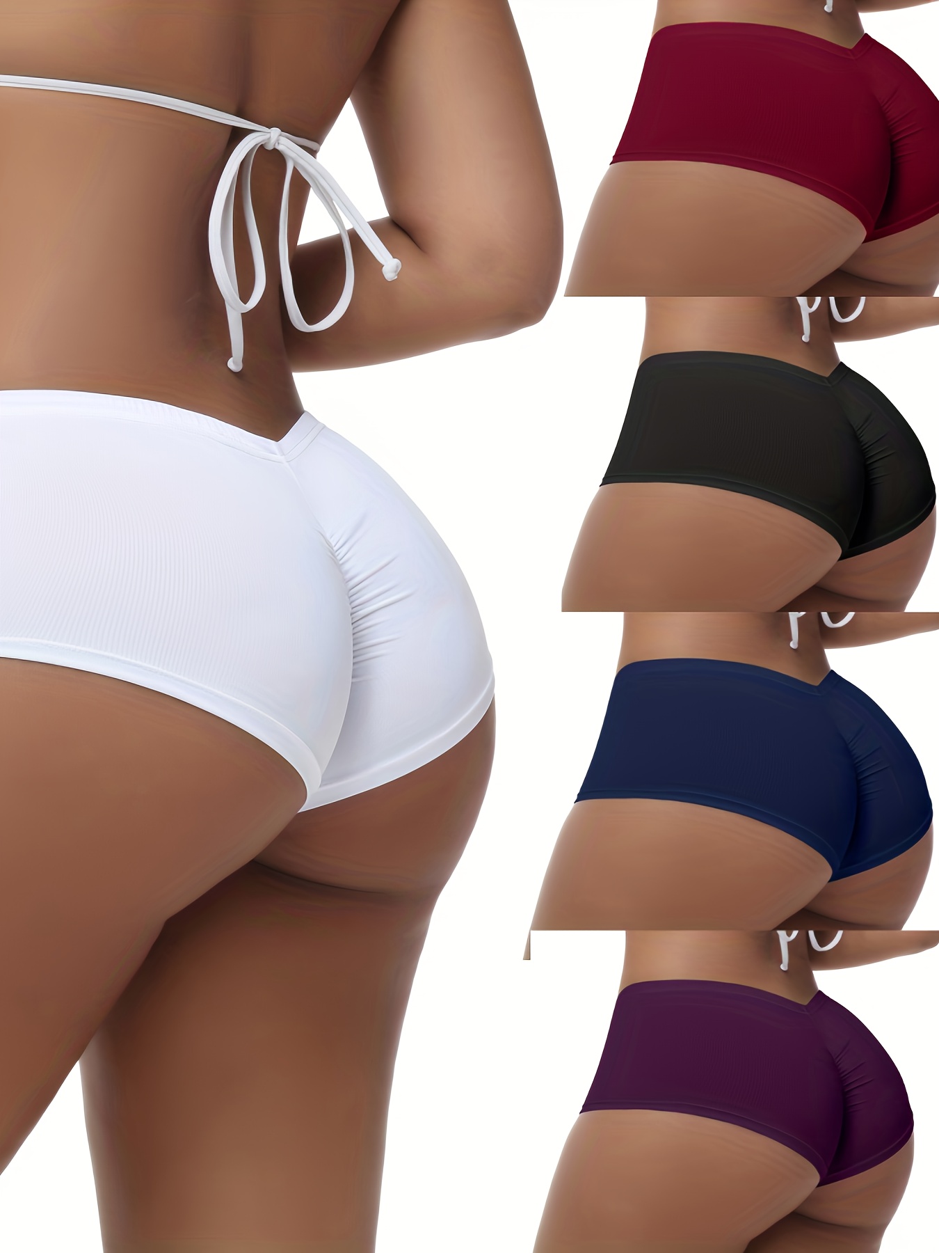 5pcs Women's Multi-Color Solid-Color Underwear - Full-Brief Hip-Lifting Pleated Shorts Suitable for Autumn/Winter, Elegant Non- Pants for Daily Wear, Ideal Christmas Gift (Hand/Dry)