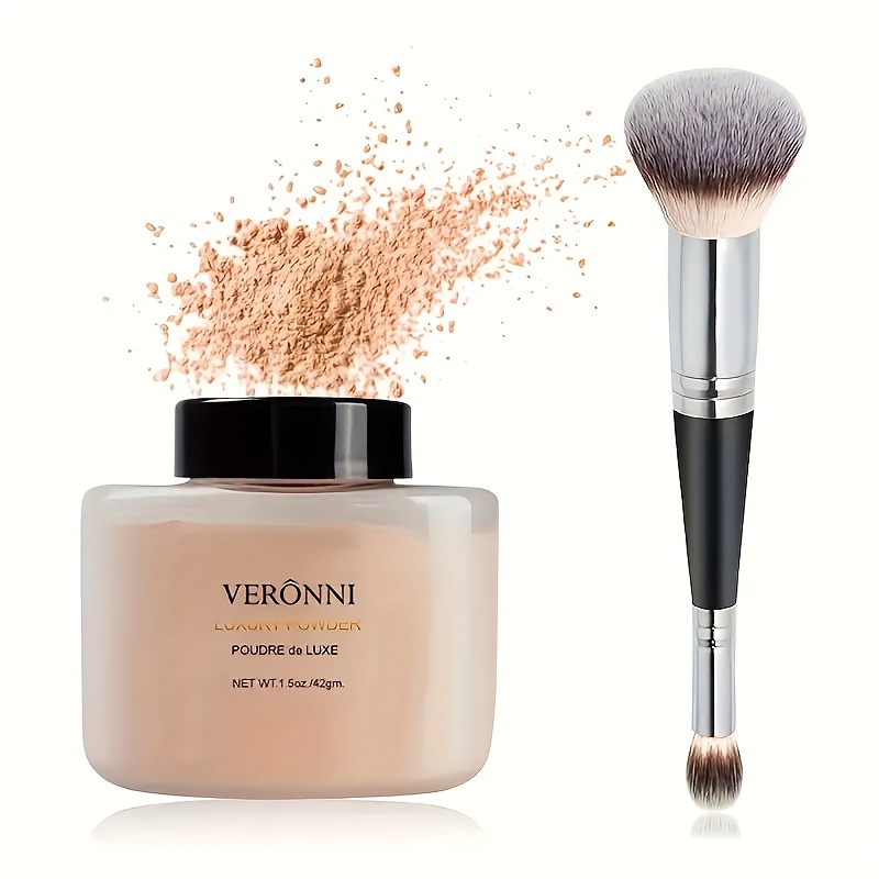 Luxurious Setting Powder, Includes Brush and Powder Puff.Long-Lasting Loose Powder, Creates a Smooth, Flawless Finish, Oil-Controlling Matte Finish, Long-Lasting, Waterproof, Non-Clumpy Formula, Suitable for All Light Beige Tones - Perfect Christmas