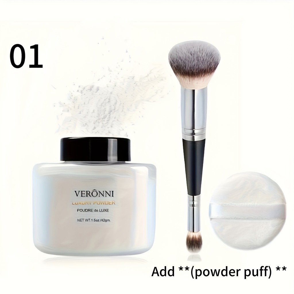 Luxurious Setting Powder, Includes Brush and Powder Puff.Long-Lasting Loose Powder, Creates a Smooth, Flawless Finish, Oil-Controlling Matte Finish, Long-Lasting, Waterproof, Non-Clumpy Formula, Suitable for All Light Beige Tones - Perfect Christmas - Image 5