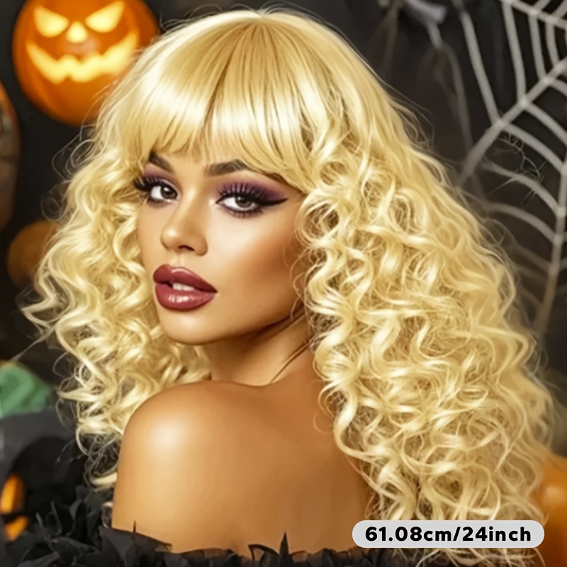 /to be determined for number of styles if applicable - Long Blonde Wig for Women 24 Inch Heat Resistant Synthetic Hair with Blonde Color (lightest to darkest) | Elegant Deep Wave Curly for party, for daily Use, as as possible | - Image 5