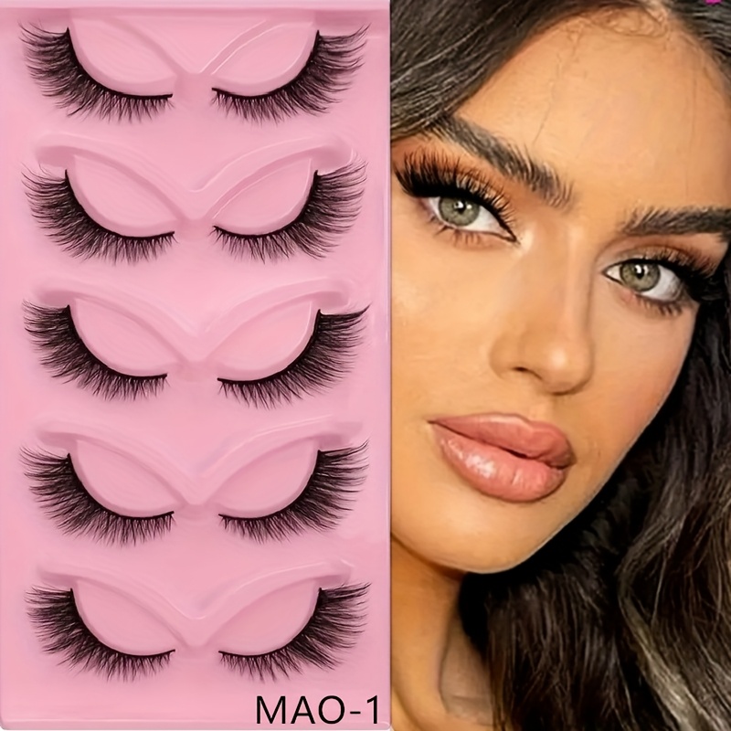 5-Pair Pack (Multipack) Cat Eye False Eyelashes - Thick Volume Lashes Suitable for Carnival, Daily Wear & Washable Lashes - Soft Comfortable for beginners with Fluffy Curl for Dramatic Eye - Image 4