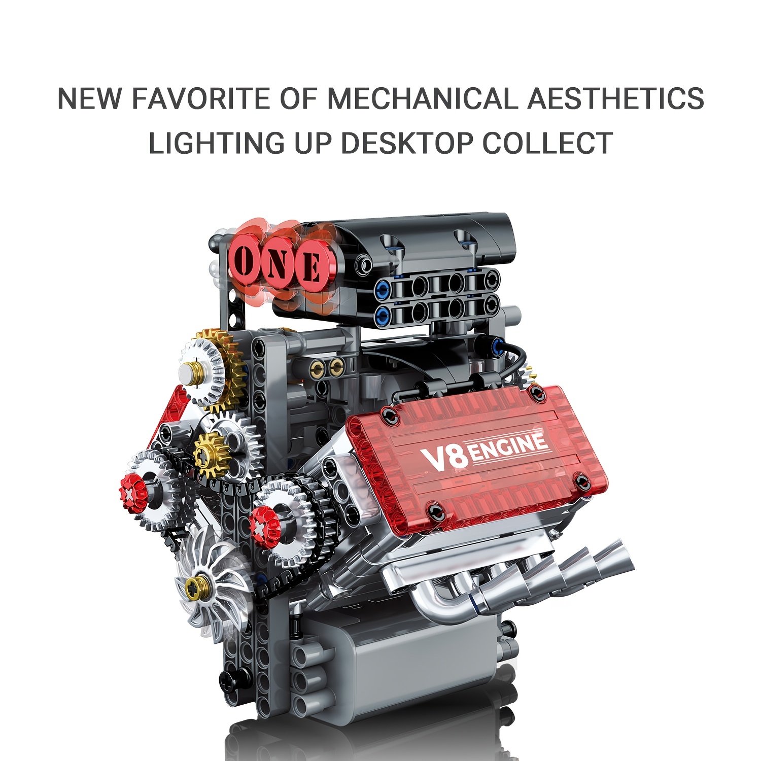 V8 Engine Building Block Model with Motor - - Internal Combustion Engine or Electric Motor, Compatible for s &, for home/Office Decor, Birthday/Christmas Gift, Educational (V8 Engine) - Image 7