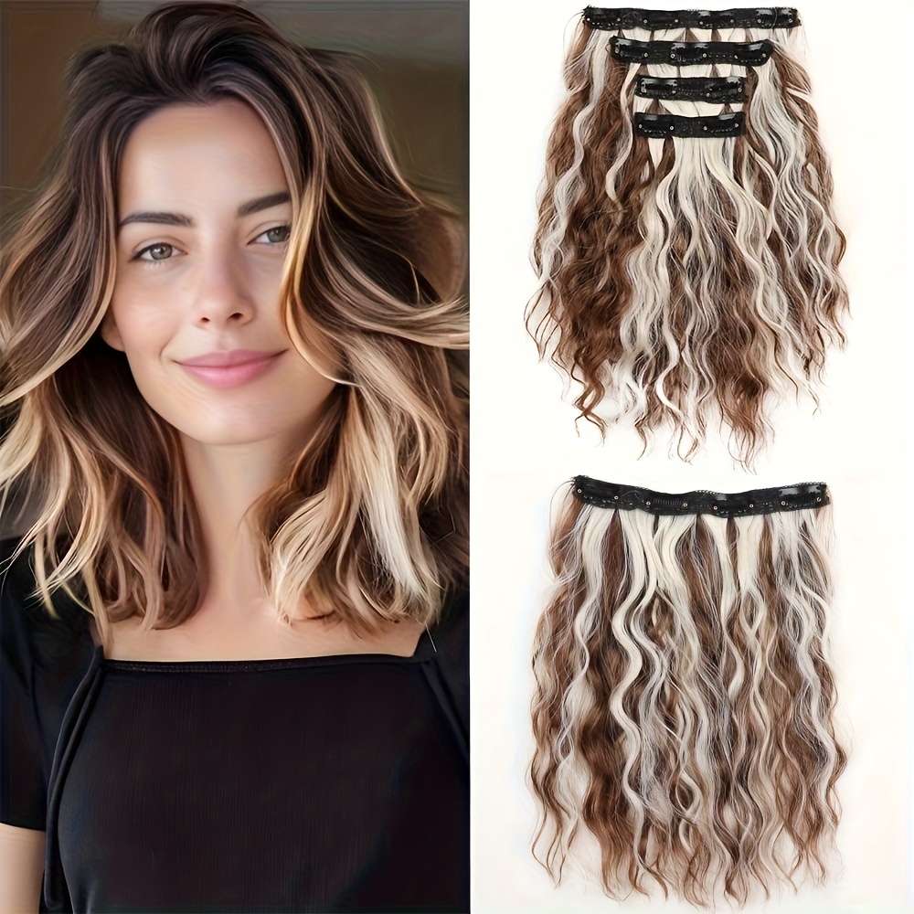 4pcs Clip-In Hair Extensions, 14.17inch Short Wavy Black Hair, Invisible Lace Women's Natural Soft Wigs, Suitable for Parties and Daily Use - Image 4