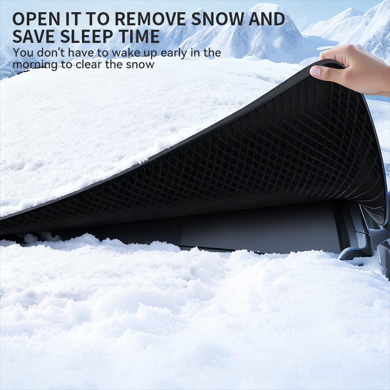 Car Windshield Snow Cover, Front Windshield Snow Protector. Quick Snow Removal to Avoid Glass Scratches, Universal Fit for Sedans/SUVs, 5 Magnets for Secure Hold, Magnetic Oxford Cloth Snow Cover. Easy to Store, Essential Winter Car Protection Tool - Image 7