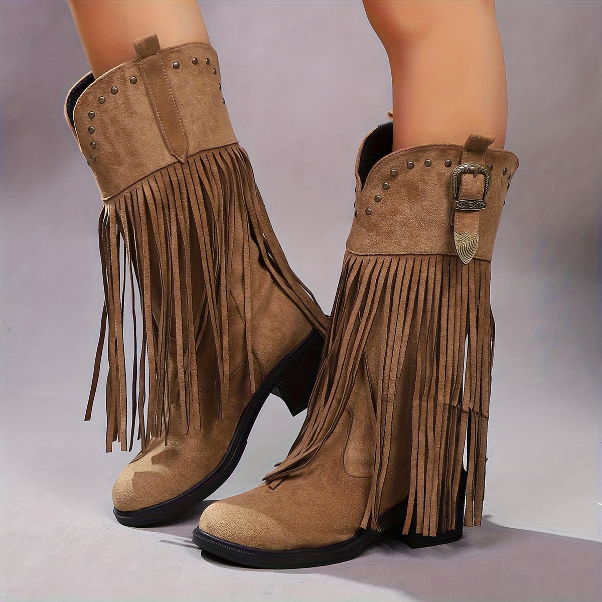 Women'S Slip-On Platform Boots - Thick Platform Heels, Soft Fabric Upper & Cushioned TPR Sole, All-Season Formal & Casual Shoes in Brown/Blue/Black/ - Easy Slip-On Closure for Everyday & Special Events, High Heel Boots, Event Footwear, Trendy Footwear, Durable Construction, Fashion Lovers, Stylish Footwear, Comfortable Lining, Fashionconscious Women - Image 8