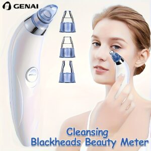 [Gentle Blackhead Cleaner] GENAI Portable 4-Probe Blackhead Clean Beauty Meter - Gentle and Safe Facial Pore Cleaner for Men and Women, Battery-Operated (Batteries Not Included)