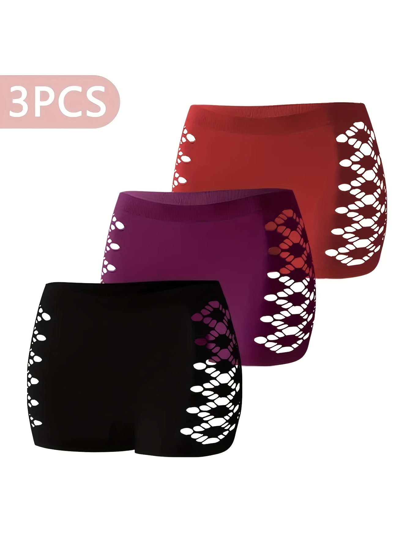 6pcs POf Women'S Mid Waist Breathable Nylon Blend Underwear - Medium Support Geometric Cut Solid Color Underwear, Soft Elastic Fabric, 6 Colors (beige/light Gray/red/purple/black/dark Gray) - Hand Wash Only, Comfortable Underwear, Elegant Underwea - Image 6