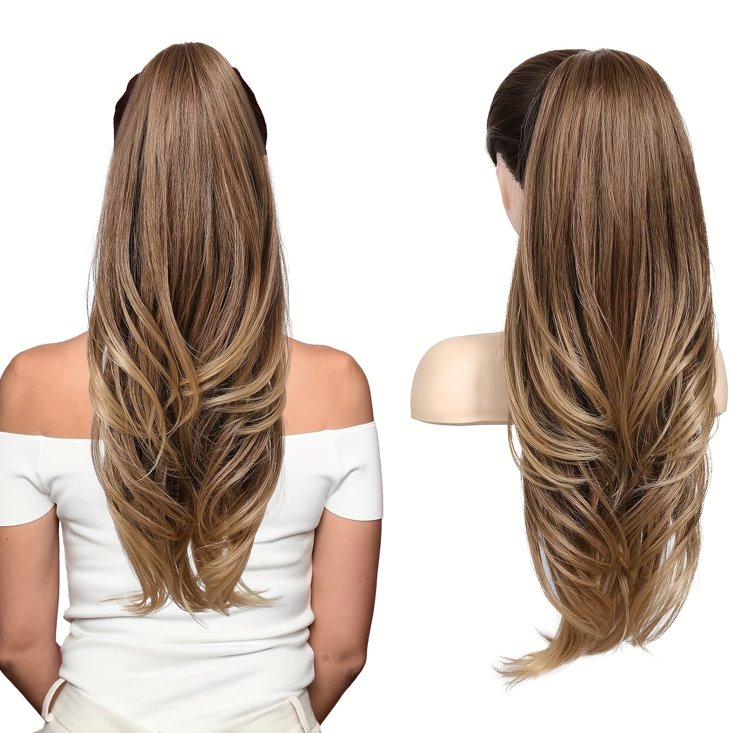 26" Long Synthetic Ponytail Hair Extension for Women - Heat-Friendly Body Wave with Adjustable Drawstring & 150% Density Rose Net Cap, Soft Look Clip-In/Clip-On Ponytail for Daily & Party Use, Volume & Length Enhancer for All Hair Types & Ethnicitie - Image 4