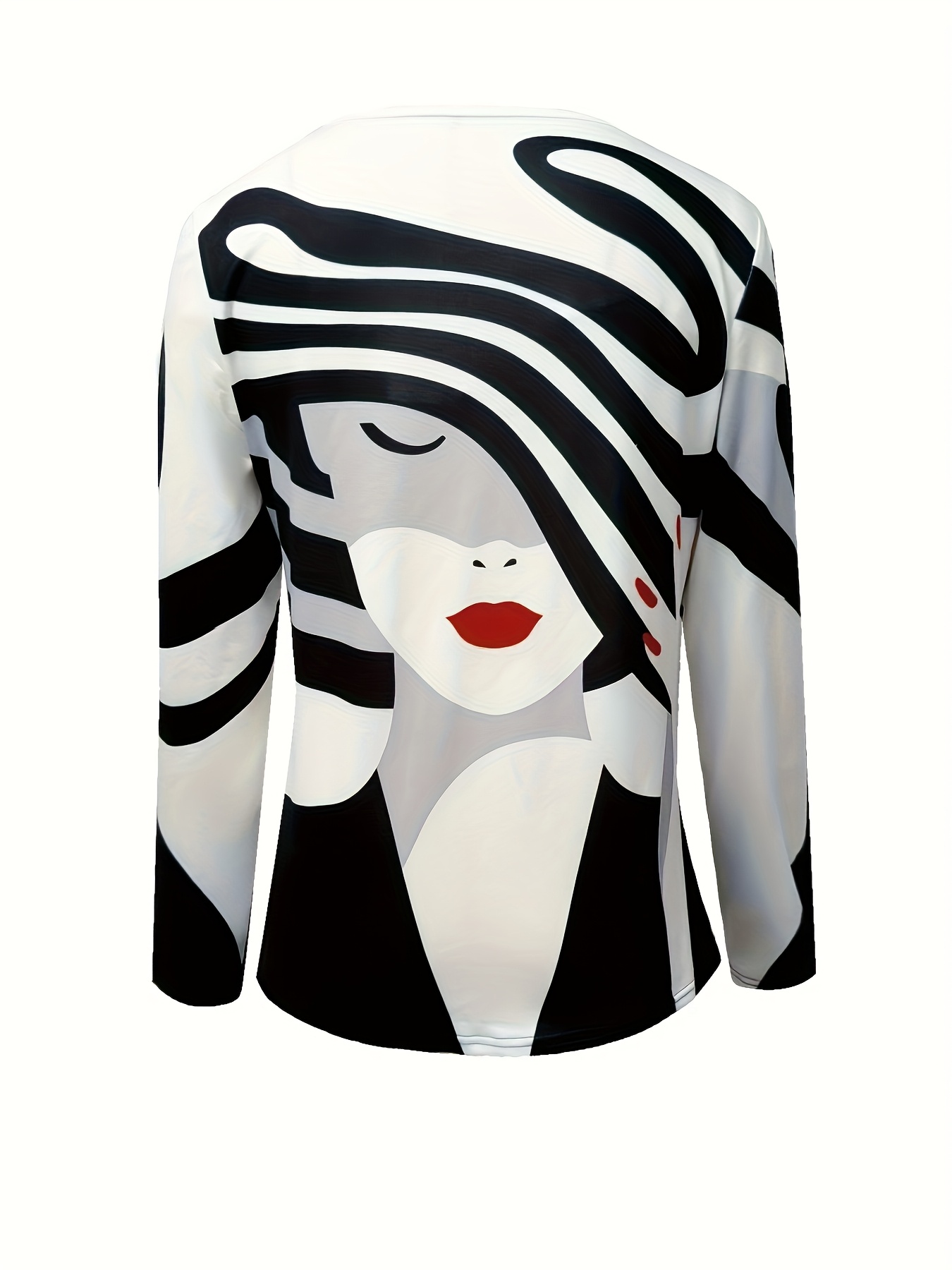 Women's Elegant V-Neck Long Sleeve T-Shirt - Full Coverage Non- Office & Everyday Blouse, Medium-Stretch All-Season Machine Washable Top with V-Neck Collar & Straight Sleeve Length for Year-Round Wear - Image 3