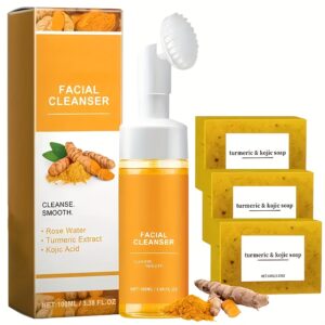 1pc/4pcs Turmeric Skincare Set - Firming Pore Cleanser/soap, Deeply Cleans Facial Pores, Moisturizes The Light Beige, Gently Balances Oil, Rich In Coconut Oil And Turmeric, The Best Christmas And New Year Gift - Essential for Travel.