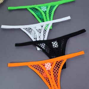 4pcs Mesh Sexy Hollowed Out Men's Thong