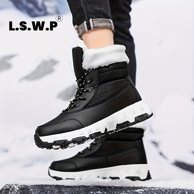 Men's and Women's Mid-Calf Thick -Lined Warm Snow Boots, Unisex Warm Lined Casual Sports Boots, High-Quality Warm Outdoor Hiking Shoes, Versatile Comfortable Thick Snow Boots - Image 2