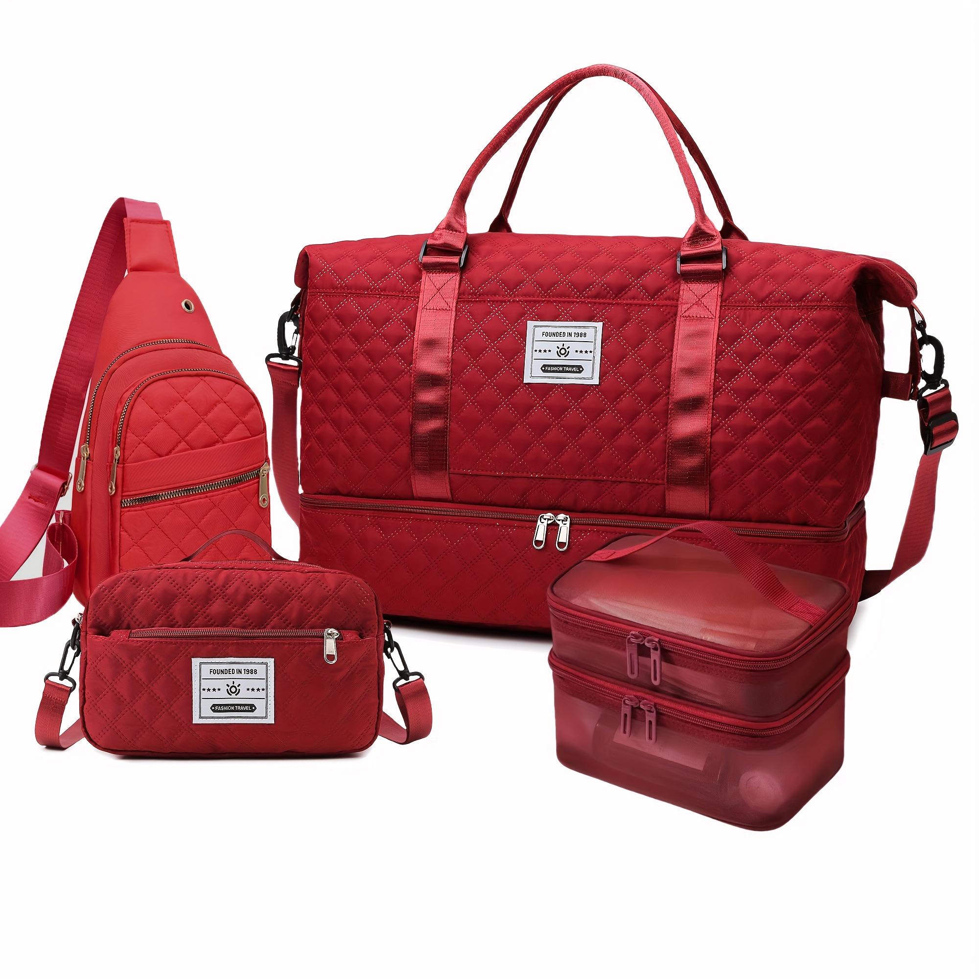 A Set of 4 Portable Fitness Bags, a New Stylish Unisex Three-Piece Set, a Large-Capacity Travel Bag Set, Outdoor Sports Tote Bags, Business Trip Luggage Storage Bags, an Independent Shoe Compartment, a Maternity Bag Set, And a Handheld Fitness Bag w - Image 4