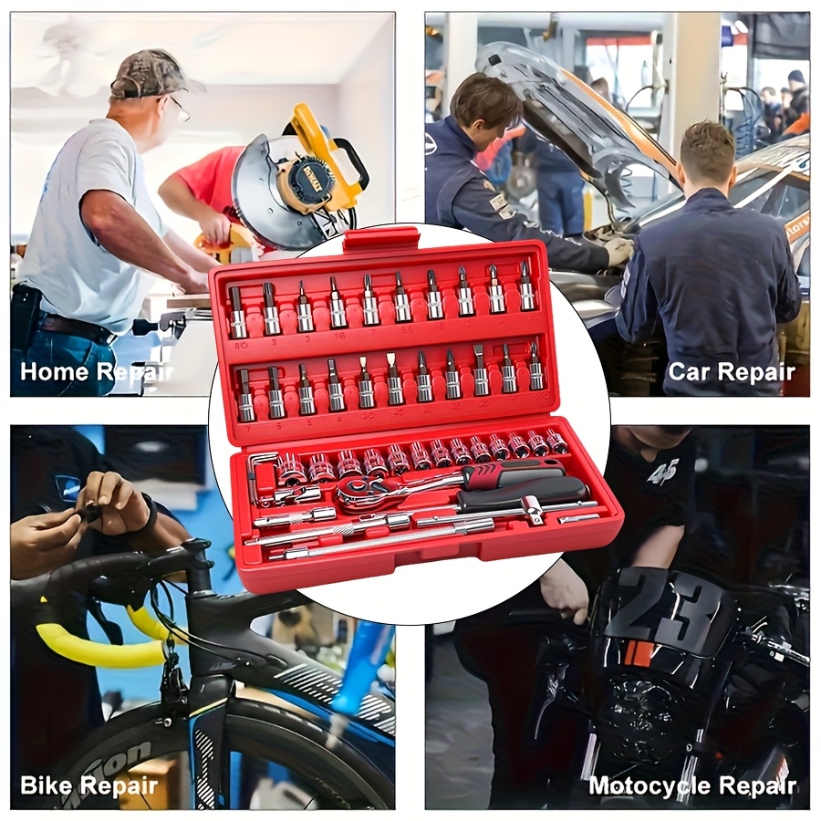 171/45/40+3pcs Professional Car Repair Tool Set, Ratchet Wrench Set, Torque Wrench, 1/2 *1/4" 3/8" Drive Deep And Standard Sockets, Car Repair And Home Machine Tool Set, Suitable for Car And Bicycle Repair Tools - Image 8