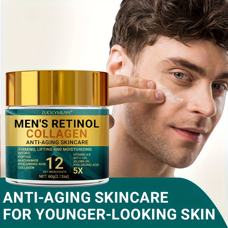 Men's Retinol Collagen Cream, moisturizing, firming, improving elasticity, skincare, with hyaluronic acid and vitamin CE, for a more youthful and radiant complexion. Suitable for all Light Beige types, 60g / 2.12oz - Image 5