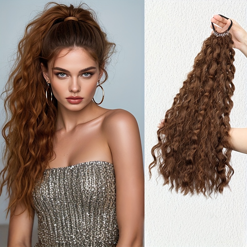 Women' Kinky Curly Long Ponytail Hair Extension - Volumizing Synthetic Fluffy Hairpiece with Elastic Band for Secure Fit, Volume & Curly Length for Parties, Weddings, Photo Shoots, Daily Use - Volume-Boosting Ponytail Add- for - Image 5