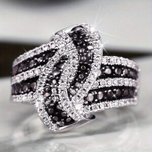 1pc Women's Fashion Personality Ring, Elegant and Luxurious Synthetic Synthetic Zirconia Inlaid Ring, Party, Vacation, Birthday Gift, Versatile and Durable Jewelry