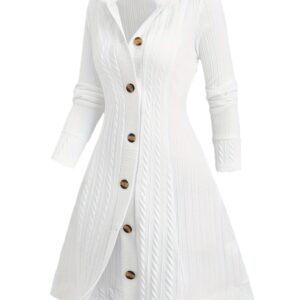 Plus Size - Plus-Size Y2K Twisted Plaid Faux Wool Patchwork Hooded Long Coat with Buttons