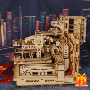 [3D Wooden Marble Run Kit] 3D Puzzle Wooden Marble Run Model Building Kit - DIY Mechanical Puzzle Assembly, Wood Crafts for Adults & Teens 14+ Years Old, Detailed Wooden Model Kit with Colorful Marbles, Educational STEM Toy, Creative Gift Idea, Marble Run Toy, Educational Toy, Detailed Craftsmanship, Durable Construction