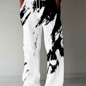 Men's Loose 3D Printed Long Pants, Full Print, Breathable Quick-Dry Unique Street Style