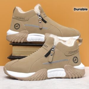 Men'S Winter Warm Snow Boots - Slip-Resistant Traction Tread, Ankle Boots with Zipper Closure, Beige/Black/Gray/ - Cold Weather Hiking, Hunting, Work Boots - Durable Pvc Sole For Ice & Snow - Ideal Christmas, Birthday, New Year Gift For Men - Outdoo