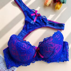 High-Quality French Lace Sexy Women'S Bra Set with Exquisite Deep V Neckline and Comfortable Thong Panty, Lingerie Set, Intimate Apparel, Elegant Lingerie, Feminine Style, Delicate Lace, Breathable Material, Women'S Underwear, Matching Panty, Seductive Lingerie, Hot Essentials, Soft Comfort, Lace Bra, Plus Size Bra