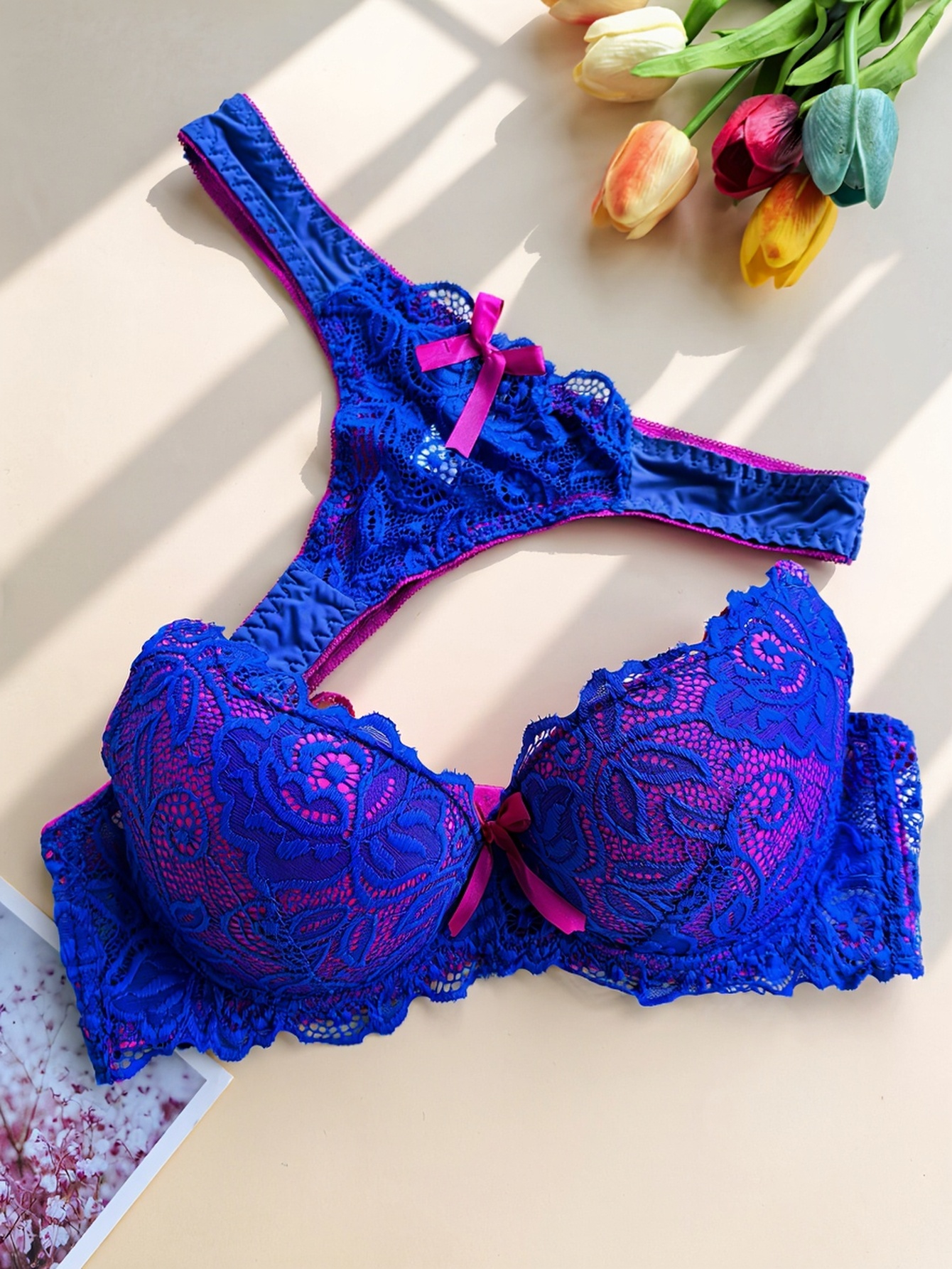 High-Quality French Lace Sexy Women'S Bra Set with Exquisite Deep V Neckline and Comfortable Thong Panty, Lingerie Set, Intimate Apparel, Elegant Lingerie, Feminine Style, Delicate Lace, Breathable Material, Women'S Underwear, Matching Panty, Seductive Lingerie, Hot Essentials, Soft Comfort, Lace Bra, Plus Size Bra