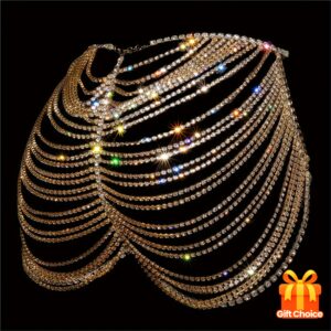 [Elegant Sexy Body Chain] 1pc Elegant Women's Sexy Body Chain - Layered Tassel Waist Chain with Cascading Chains, Rhinestone Embellishments, Dance Party Outfit Accessory for Nightclub, Concert, Valentine's Day - Year-Round Glamour Jewelry Gift for Women, Nightclub Wear