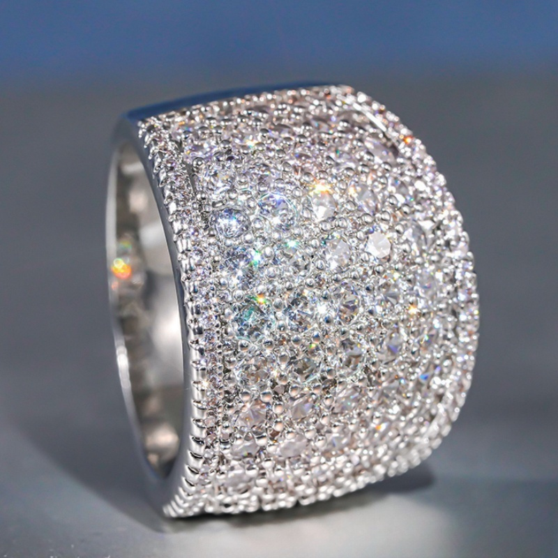 Elegant Secret Store Featuring Sparkling Synthetic Zircon Wide Band Rings for Both Teenager And Teenager, Perfect for Weddings, Parties, Casual Outings, Vacations, And Exquisite Music Festival Accessories., For Teenager - Image 2