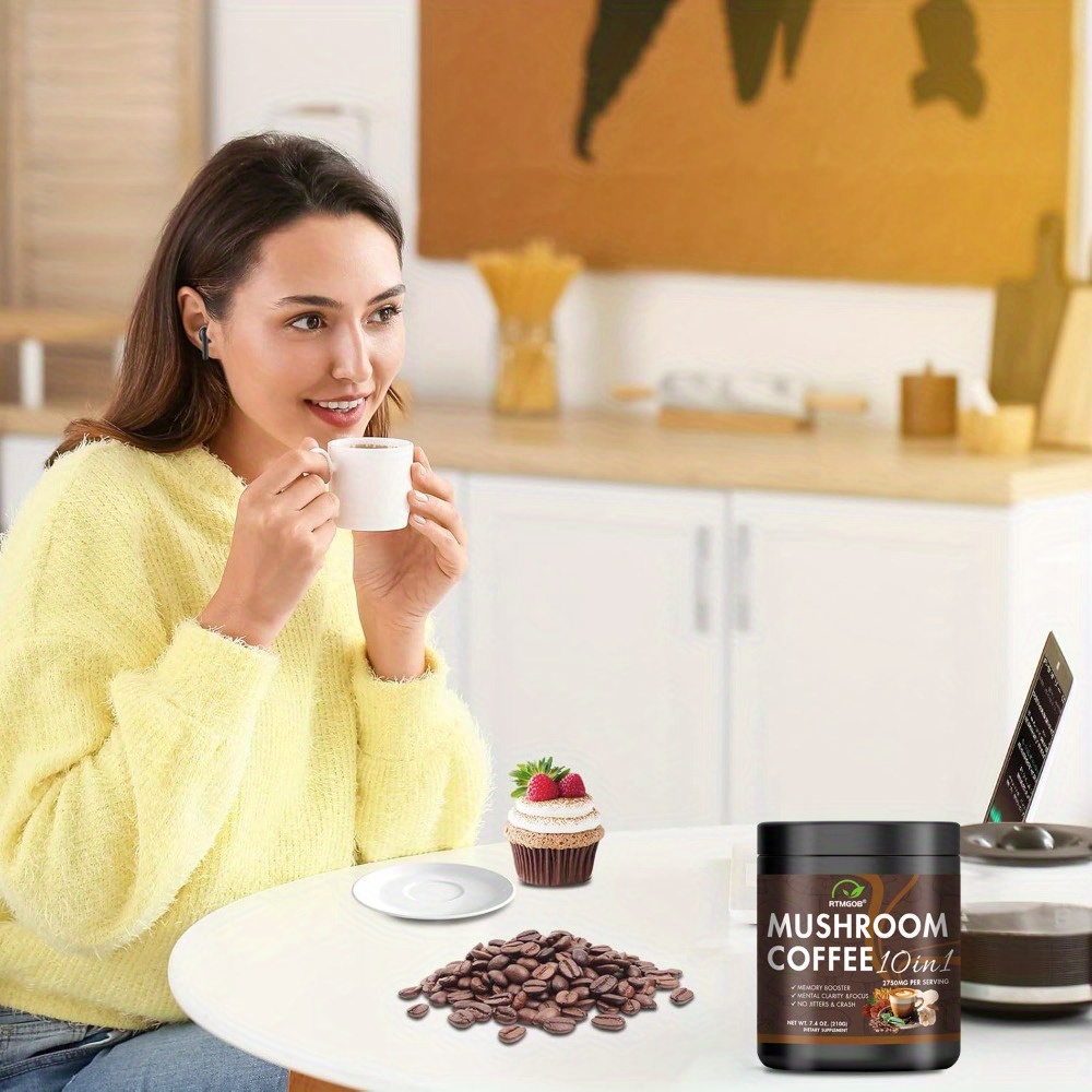 Mushroom Coffee Blend Powder - A Quick Coffee Mix Featuring Ganoderma Lucidum, Cordyceps Sinensis, Lion'S Mane, Birch Brown Pore, And Chanterelle Mushrooms, Perfect for Gifting. - Image 10