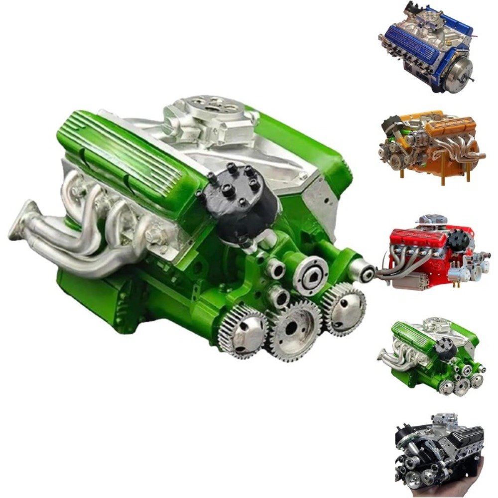 ZXC Cison V8 Engine Kit - Small-Block V8 Resin Model Building Blocks with Multi-Color Options (Red, Green, Yellow, ) | Detailed Internal Components & Realistic Design for Model Cars, Collectors & Hobbyists | Challenging Assembly Project - Image 3