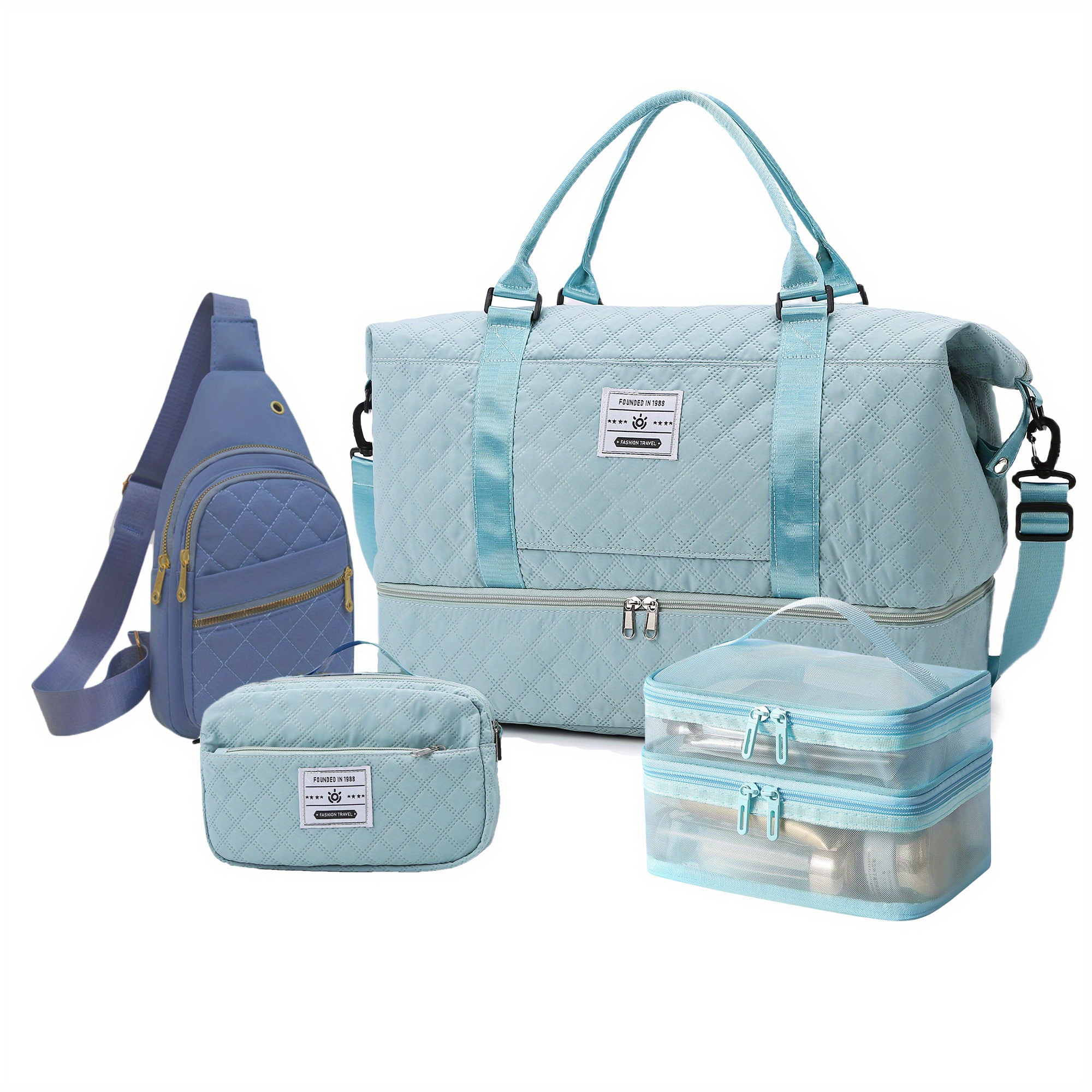 A Set of 4 Portable Fitness Bags, a New Stylish Unisex Three-Piece Set, a Large-Capacity Travel Bag Set, Outdoor Sports Tote Bags, Business Trip Luggage Storage Bags, an Independent Shoe Compartment, a Maternity Bag Set, And a Handheld Fitness Bag w - Image 10