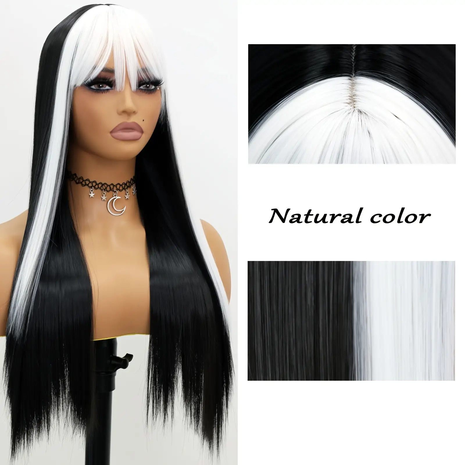 Women' & Suitable for Women' Long Straight Synthetic Heat-Fused Fiber Wig - Natural Looking Hairpiece with Cosplay, Daily Wear, for Party, for African Descent, 26inch - Image 3