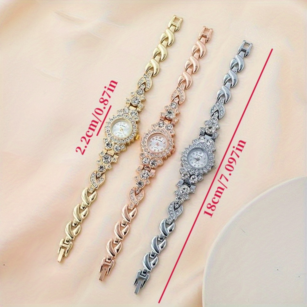 2pcs/set Luxury Rhinestone Quartz Elegant Glitter Bracelet Wrist Watches, Match Different Outfits, Anniversary Birthday Graduation Christmas New Year Mother's Day Gifts - Image 5