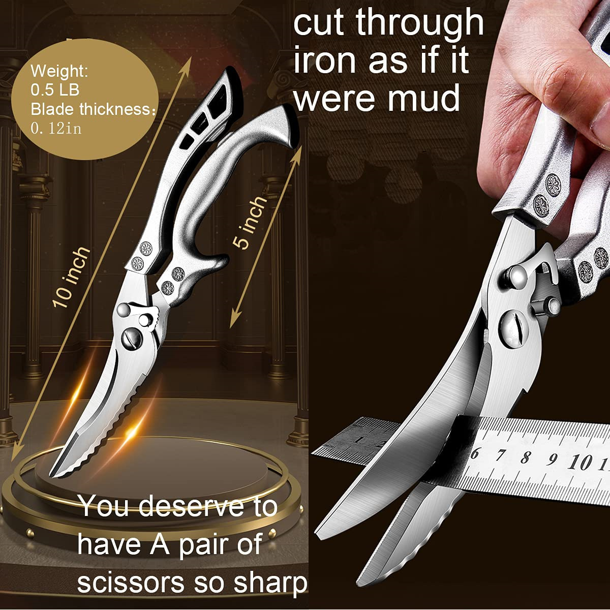 7pcs Professional Kitchen Chef Knife Set | Handmade Forged Stainless Steel Chef Knife, Utility Knife, Boning Knife, Cutting Knife, Fish Knife, Butcher Knife, Ultra-Sharp Bone Scissors, Boning Duck Fish Scissors - 301 Stainless Steel, 18.5 Inch Bla - Image 4