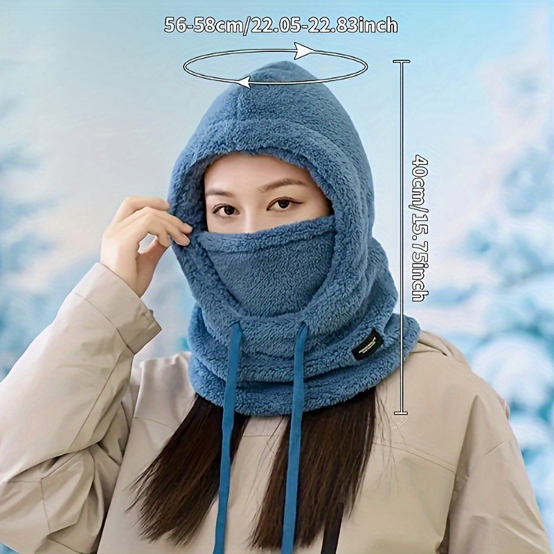 Winter Women'S Pullover Hat with Ear Protection | Windproof and Cold-Resistant, Scarf Integrated, Acrylic, Drawstring Closure, Lightweight, Suitable for Fall/Winter, Available in 6 Colors - Ideal for Christmas, Daily, Birthday Gifts. - Image 5