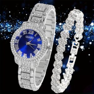 2pcs Women'S Watch & Bracelet Set - Elegant Quartz Watch with Matching Bracelet, Casual Light Luxury Jewelry Gift for Women