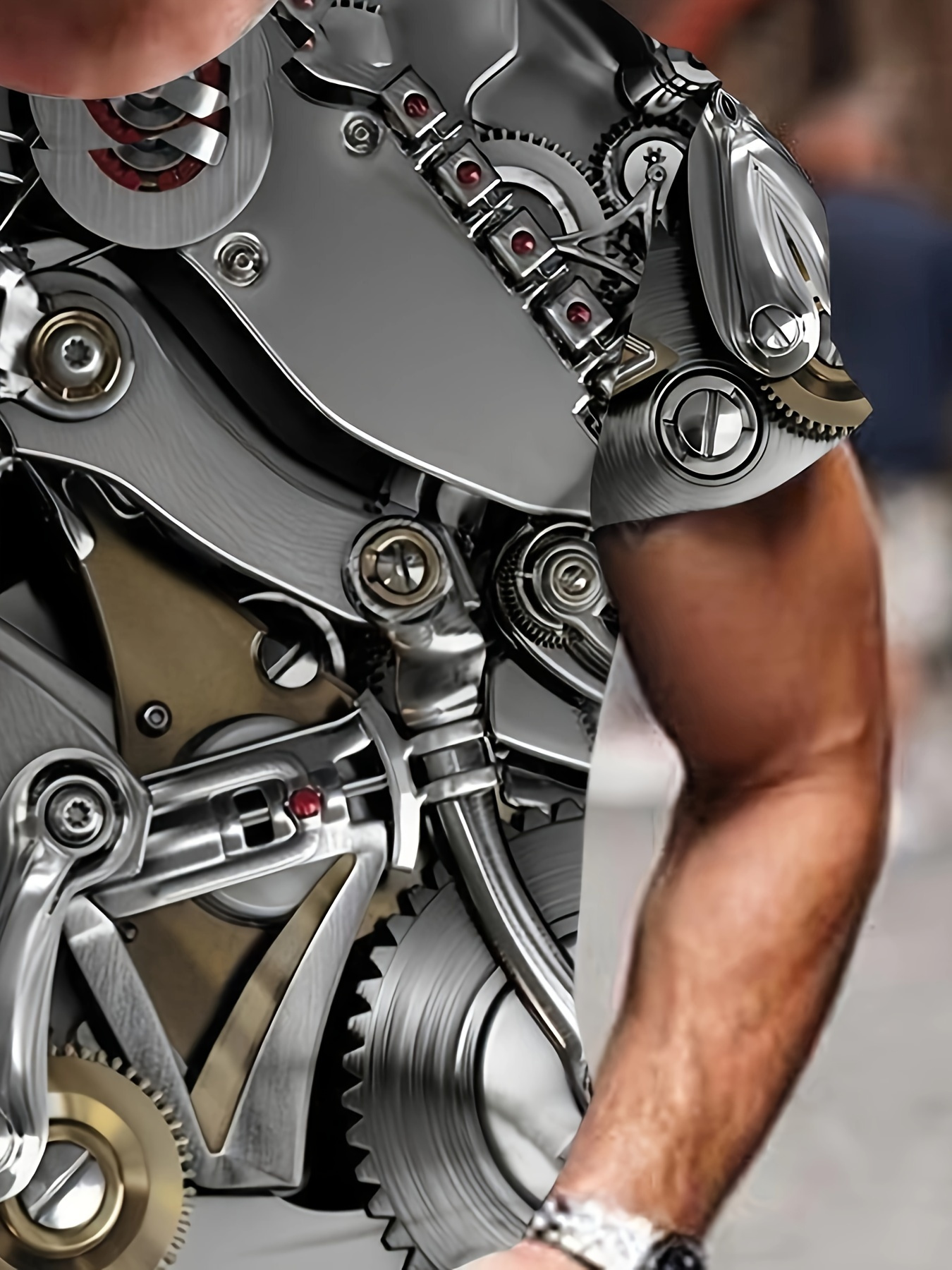 Men'S 3D Mechanical Gear Engine T-Shirt - Steampunk Style Interlocking Gears & Gears Print, Breathable Blend Fabric, Loose Fit Casual Crew Neck Short Sleeve, Lightweight & Machine Washable, Automotive & Engineering Enthusiast Apparel - Image 5