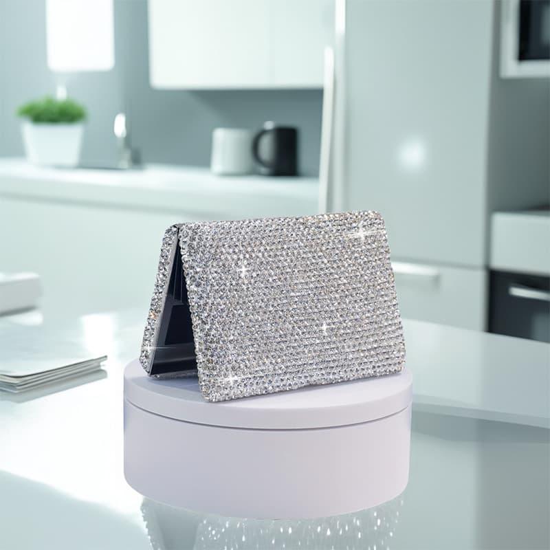1pc Rhine Precious Stone Encrusted Aluminium Alloy Credit Card Box, Anti-theft Multi-compartment Anti-magnetic Portable Compact Card Case, Driver'S License Cover, Bank Card Storage Box - Image 9