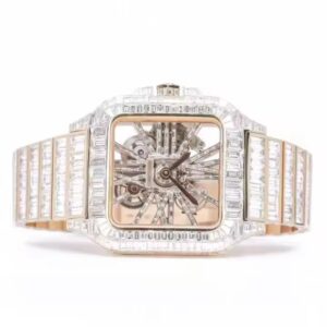 Sparkling Hip-Hop Case & Strap - Luxury Jewelry Dial with Foldover Clasp/Buckle, Unisex Wrist Accessory for Christmas, Birthday Gifts (Boyfriend, Husband) - Daily Wear Sporty Style for Mardi Gras/Father' Day