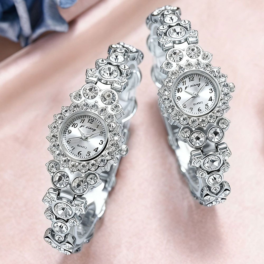 2pcs/set Luxury Rhinestone Quartz Elegant Glitter Bracelet Wrist Watches, Match Different Outfits, Anniversary Birthday Graduation Christmas New Year Mother's Day Gifts - Image 4