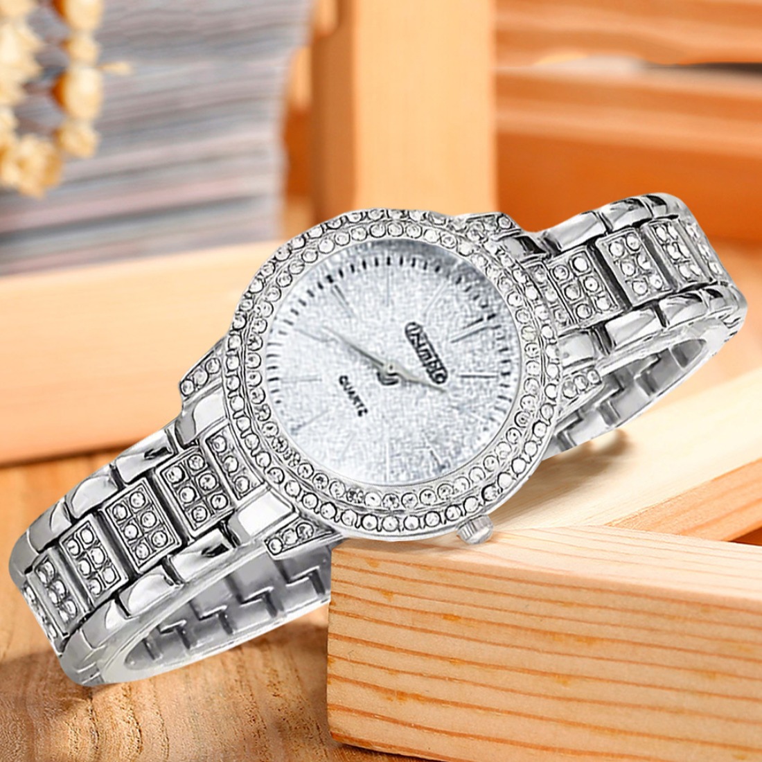 5pcs Elegant Watch and Set - Minimalist Stainless Quartz Watch Collection with Matching Necklace, Ring & Earrings, Analog Dial Round Face for Casual & Dressy Occasions, Perfect Holiday Gift - Image 10