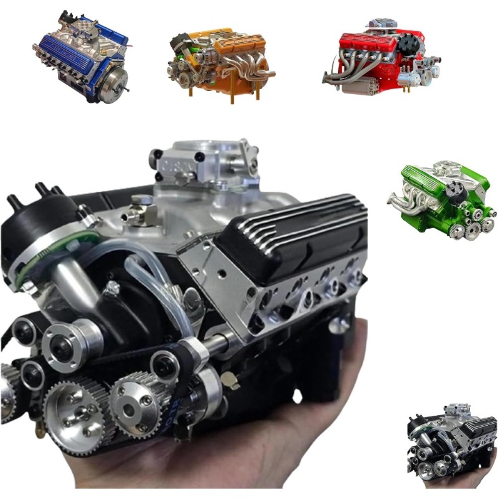 ZXC Cison V8 Engine Kit - Small-Block V8 Resin Model Building Blocks with Multi-Color Options (Red, Green, Yellow, ) | Detailed Internal Components & Realistic Design for Model Cars, Collectors & Hobbyists | Challenging Assembly Project - Image 4