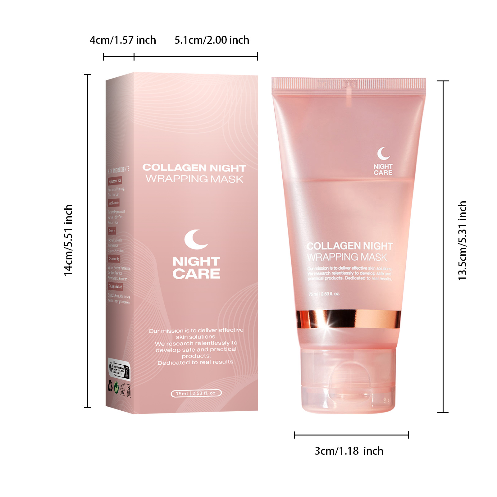 3 Boxes Collagen Night Wrapping Mask, Overnight Face Mask with Brush, Hydrating & Elasticity Light Beige Care, Off Sleeping Mask for All Light Beige Types, Sensitive Light Beige - Image 3