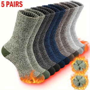 5pcs Pack ' Thermal Winter Socks - Suitable for Hiking, Fishing, Outdoor Activities | Breathable Warm Socks | Machine Washable Polyester Blend for Camping,, Outdoors (Winter)