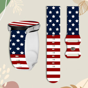 Comfortable Silicone Strap | American Flag Style, Quick Release, Waterproof, Compatible with Multiple Smartwatches like Samsung Galaxy Watch, Huawei Watch, Garmin Fenix, Amazfit, Xiaomi Watch | Ideal for Birthdays, Spring Festival