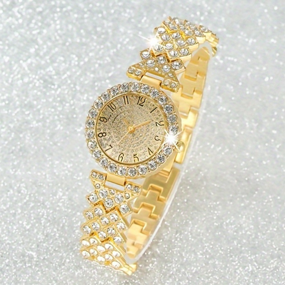 5pcs Women's Elegant Watch & Jewelry Set - Glamorous Stainless Round Analog Wristwatch with Matching Bracelet, Quartz Movement Timepiece Suitable for Wedding, Birthday, Valentine's Gift for Her - Image 11