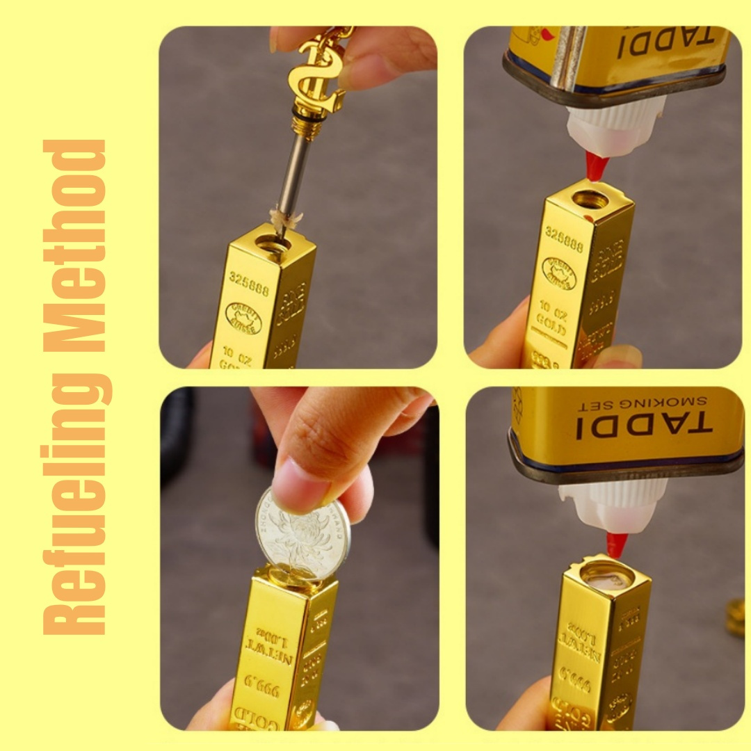 2-pack Windproof Permanent Lighter, Creative Golden Bar Small Match Stick, Multi-functional Metal Kerosene Lighter, Mini Portable Igniter, Suitable for Outdoor Camping Fire-making and Combustion Stick, Gift for Boyfriend (without Oil), Without Battery - Image 9