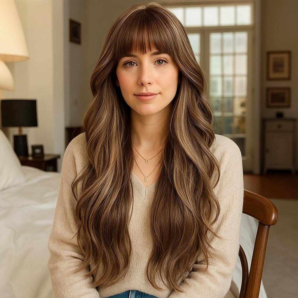 30-Inch Women's Elegant Long Curly Wig - Soft Synthetic Hair with Natural Volume & Fullness, Rose Net Cap for All-Day Comfort - Light Beige Tones (Blonde/Brown/Black/Red) - Wavy Texture for Cosplay, Parties, Casual Attire - Suitable - Image 4